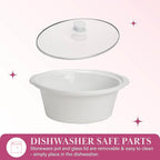 Paris Hilton 6-Quart Manual Slow Cooker, Features Three Settings (Low, High, Warm), Naturally Nonstick and Dishwasher Safe Stoneware Insert, Family Sized Capacity, White