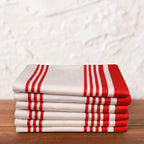 Urban Villa Kitchen Towels 100% Cotton Pack of 6, Highly Absorbent Quick Drying Super Soft Premium Dish Towels for Kitchen with Hanging Loop Hand & Tea Towels - 20x30 Inch, (Red & White, Striped)