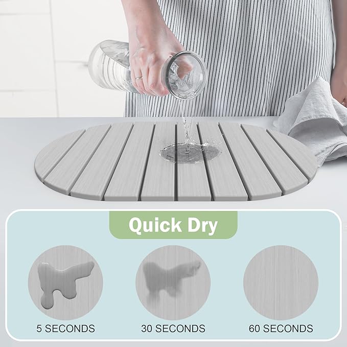 Stone Dish Drying Mat for Kitchen Counter,24"(L)×16"(W) Collapsible Fast-Drying Diatomaceous Earth Mats with Towel Sanding Tool,Versatile Stone Drying Mats for Cups Dishes Bottles