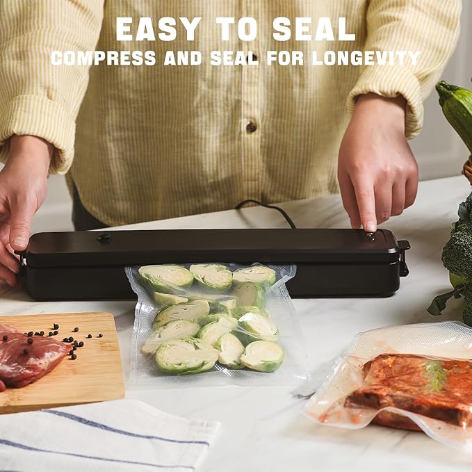 200 Quart Vacuum Sealer Bags - 8x12 Inch, Heavy Duty Commercial Grade for Food Saver, Seal a Meal, Sous Vide, Meal Prep, Freezer Storage