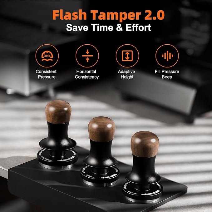 MHW-3BOMBER Espresso Coffee Tamper 51mm with Three Spring Loaded Calibrated Espresso Tamper 30lbs Tamper for Espresso Machine with Sound Feedback T6182T-OS