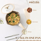 PRICUSIS Nonstick Saucepan with Lid, 2.7 Quart Sauce Pan, Healthy Sauce Pot with Pour Spouts for Multipurpose Use, PTFE, PFOA Free, Induction Compatible, Apricot