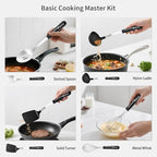 4-Piece Nylon Cooking Utensil Set - Heat-Resistant, Dishwasher Safe Kitchen Tools with Stainless Steel & PP Hybrid Handle for Nonstick Cookware (Ladle, Spatula, Slotted Spoon, Whisk)