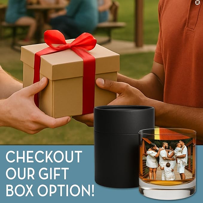 Personalized Fathers Day Printed Photo 11oz Whiskey Glass - Custom Dad Gifts, Bourbon Gifts for Men, Customized Father Picture, Boyfriend, Husband, Birthday, Groomsmen