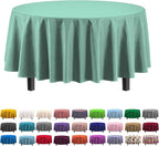 Exquisite Party Solids 12-Pack Premium Plastic Tablecloth 84in. Round Table Cover - Light Mint