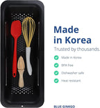 BLUE GINKGO Over the Sink Colander Strainer Basket - Wash Vegetables and Fruits, Drain Cooked Pasta and Dry Dishes - Extendable - New Home Kitchen Essentials - Black