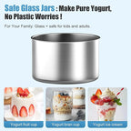 Yogurt Maker, Electric Yogurt Maker Machine with Transparent Lid, White/Green Cheese Maker for Home/Restaurant/Party