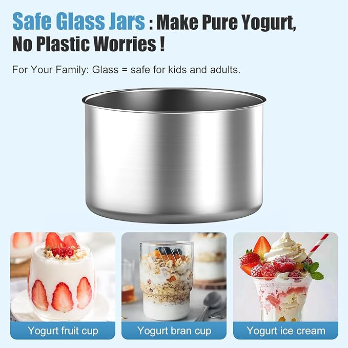 Yogurt Maker, Electric Yogurt Maker Machine with Transparent Lid, White/Green Cheese Maker for Home/Restaurant/Party