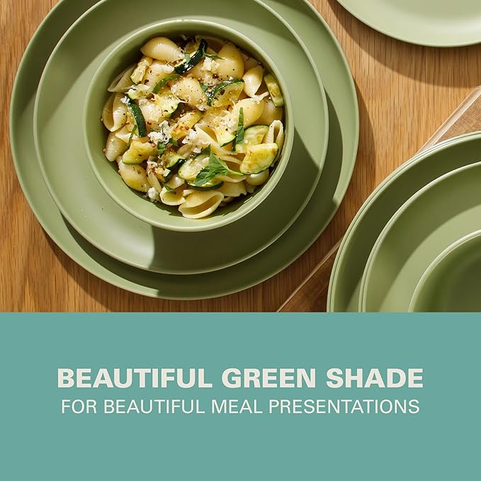 Gibson Home Fairhope 12 Piece Melamine Dinnerware Set - Matte Green