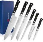 KEEMAKE Chef Knife Set, 6PCS Ultra Sharp Kitchen Knives with Ergonomic Handle, High Carbon Stainless Steel Kitchen Knife Set, Forged Cooking Knife Set for Slicing Meat Vegetable Bread And Fruit