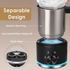 Milk Frother and Steamer, 16.9 OZ Milk Frother for Coffee, 4 in 1 Frother Separable Easy to Use and Clean, Durable Safe Silent Working for Coffee, Latte, Cappuccino Hot Chocolate, Black