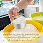 1PCS 2/3Cup (160ml, 5.3oz) Single Measuring Cup, Etched Inner Scale Stainless Steel Measure Scoop, Metric and US Measurement, Dishwasher Safe