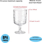 KX-WARE Iceberg Acrylic All-Purpose Wine Glasses, 12-ounce Plastic Stem Wine Glasses, set of 8 Clear