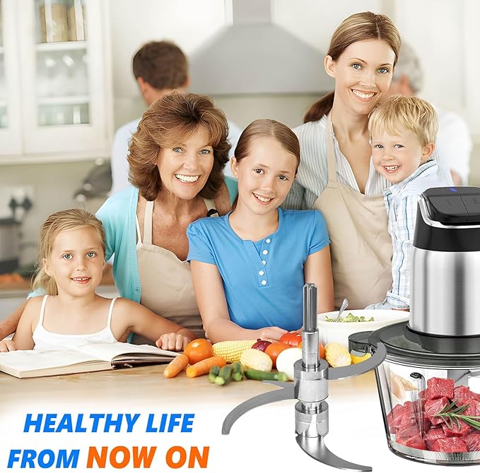 All Stainless Steel Food Processor Blade, Universal 8 Cup Plastic-Free Chopper Part Compatible with Ganiza, KOIOS, Bar, Syvio, CEUKOZ, Kitchen in the box, Homeleader, Homeasy and Most 8 Cup/2L Bowls