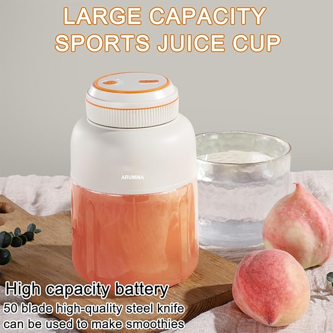 Portable Smoothie Blender for Smoothies & Shakes 46oz 1400ML USB Charging Cordless Powerful Blades Blending Portable Juice Cup Blender for Small Ice Fruit Vegetable Crush Kitchen Gym Outdoor
