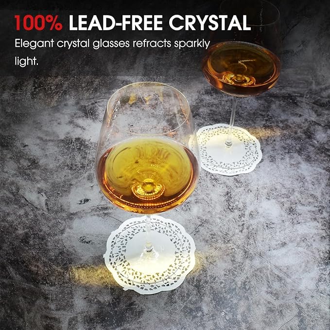 Red Wine Glasses Set of 4, 24oz Large Wine Glasses, Hand Blown Crystal, Ultra-Thin Rim, Long Stem, Lightweight, Ideal Gift for Wine Tasting, Mother's Day, Wedding, Anniversary, Birthday