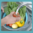 Silicone Colander Collapsible Strainers Set for Kitchen- 3 Pack (3Qt, 4Qt, 5Qt) -Over Home Draining Basket, Food Vegetables & Fruits-Dishwasher Safe, Space Saving Design (Green, Blue, Red)