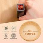 Air Fryer Disposable Paper Liners: 100PCS 9IN Round Air Fryer Basket Liners Food Grade Non-Stick Parchment Paper for Oven Steamer Microwave
