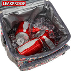 FlowFly Insulated Reusable Lunch Bag Adult Large Lunch Box for Women and Men with Adjustable Shoulder Strap,Front Zipper Pocket and Dual Large Mesh Side Pockets,Floral