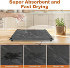 Stone Drying Mat for Kitchen Counter, Large Stone Dish Drying Mat Foldable Diatomaceous Earth Water Absorbing Mat for Dishes Bottles Cups Match Any Countertop
