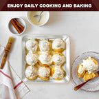 EWFEN 8 x 8 Inch Square Cake Pan, Stainless Steel Baking Pan for Lasagna Brownies Casseroles, Square Bakeware for Oven Cooking, Non-Toxic & Rust-resistant, Dishwasher Safe, 2 Pack