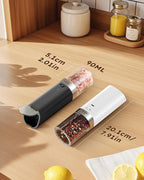 Sangcon Gravity Electric Salt and Pepper Grinder Set Rechargeable with Dust Cover, Large Capacity, Adjustable Coarseness, LED Light, One Hand Automatic Salt Pepper Shaker Set Mill, House Warming Gifts