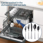 20-Piece Black Silverware Set 18/0 Stainless Steel Flatware White Handle Cutlery Set Service for 4 Dinner Knives Forks Spoons Set Mirror Finish Dishwasher Safe