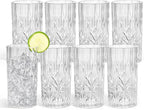 18oz Plastic Drinking Water Tumblers, 8 Pack Shatterproof Tritan BPA-Free Shatterproof Outdoor Highball Drinkware, Reusable Clear Plastic Cups, Dishwasher-Safe