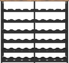 6 Tier Bamboo Wine Rack with Table Top, Freestanding 48-Bottle Wine Storage Shelf, Wine Display for Kitchen, Bar, Dining Room, Living Room, Rustic Brown and Black