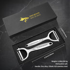 MAD SHARK Ultra Sharp Vegetable Peelers for Kitchen Fruit Apple Potato Peelers,Design with Ergonomic Non-Slip Handle, Y-Shaped Stainless Steel Serrated（Flat&Serrated Blade 2pc）