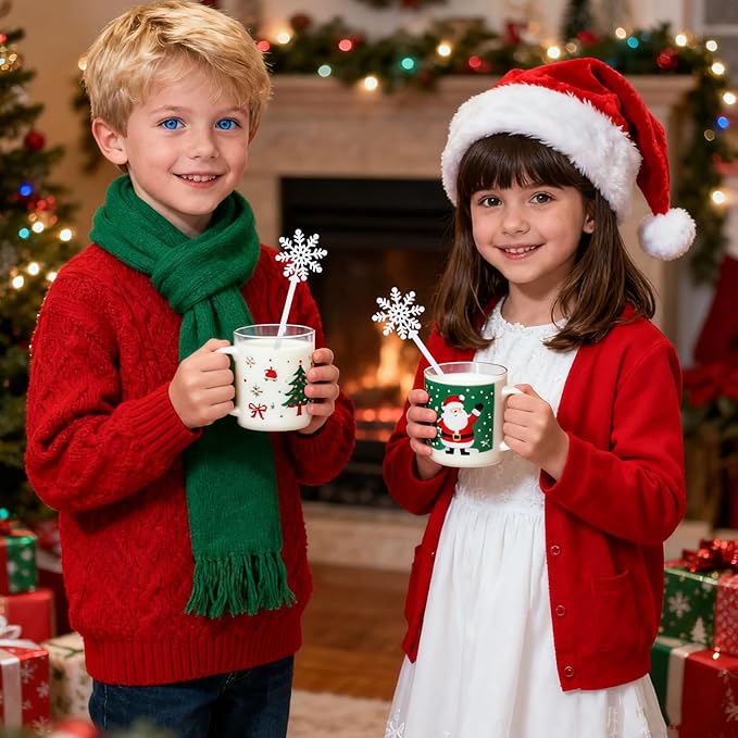 30pcs Snowflake Drink Stirrers Christmas Plastic Swizzle Sticks Beverage Winter Stir Sticks Reusable Coffee Cocktail Stirrers Bar Supplies for Cocktail Xmas Party Decor Winter Holiday Cocoa Bar