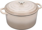Enameled Cast Iron Dutch Oven Pot with Lid, for Sourdough Bread Baking, Round Dutch Ovens, 4.5 Quart, Latte