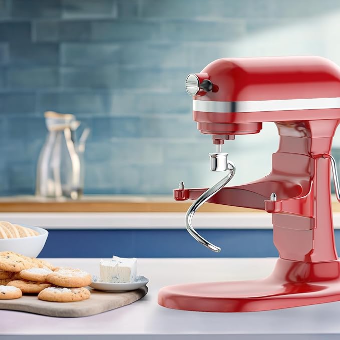 Stainless Steel Spiral Dough Hook for Kitchenaid 5Plus & 6QT Bowl-Lift Stand Mixers, Dough Hook for Kitchenaid Stand Mixer Dishwasher Safe, Efficient Kneading for Bread, Pizza, Pasta, Cookies