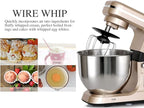 Stand Mixer,5.3-Qt & 500W & 6+P Speed MK36 Tilt-Head Kitchen Electric Food Mixers Home Baking Dough Machine with Accessories (Champagne)