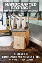 Dalstrong Knife Block Set - 8 Piece - Vanquish Series - Forged High Carbon German Steel - Kitchen Knife Set - Premium Wood Block - White POM Handle - NSF Certified