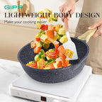 GiPP 21Psc Pots and Pans Set Non Stick - Grey Granite Kitchen Cookware Sets Nonstick Induction Cookware Non-toxic Cooking Pan Set with Silicone Utensils, PFOS and PFOA Free