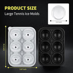 6 Chamber 2.2" 3D Tennis Gifts Ice Cube Tray With Funnel,Large Round Ice Ball Maker Mold Silicone Fun Shapes Bourbon Sphere Ice Molds,For Chilling Whiskey,Cocktails,Bourbon,Brandy and Beverages
