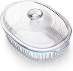 NUTRIUPS 1.9QT Oval Glass Casserole Dish with Glass Lid, Borosilicate Glass,Oval Casserole Dish for Oven, Baking Dish with Lid