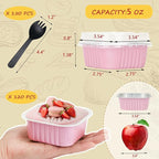 120pack 5oz Mini Cake Tins Cupcake Pan with Lids,LNYZQUS Aluminum Foil Baking Cups,Disposable Ramekins Small Brownie Muffin Pans Mini Cheesecake Containers for Home Bakery-Pink