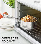 MICHELANGELO 3 Qt Saucepan with Lid, 3-ply Stainless Steel Sauce Pan, No Coating, Even Heating, for All Cooktops & Induction Compatible - Silver