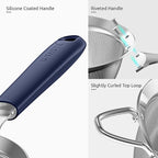 18/8 Stainless Steel Mesh Strainer: U-Taste 5.5 Inch Kitchen Fine Mesh Sieve Food Colander with Riveted Sturdy Silicone Handle and 30 Mesh Hole for Straining Flour, Pasta, Fruit, Quinoa(Midnight Blue)