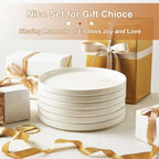 Jassceram 8.5 Inch Small Dinner Plates, Ceramic Flat Plates for Salad, Dessert and Appetizer - Microwave, Oven and Dishwasher Safe, Scratch Resistant and Lead-free, High Edge Dish Set, Set of 6, White