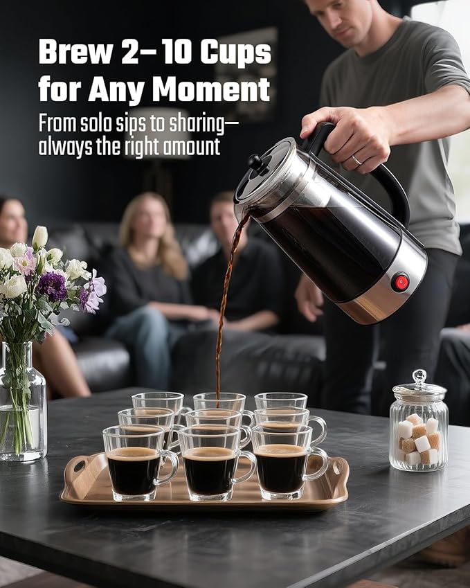 Percolator Coffee Pot Electric 10 Cup, Automatic Keep Warm, Stainless Steel Basket, Cool-Touch Handle