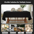 Laolitou Table Cloth Rectangle Linen Waterproof Textured Black Tablecloth, Washable Wrinkle Free Spill Proof Fabric Tablecloths for Dining Table Farmhouse Kitchen Holiday, 60x104 Inch