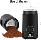 DR MILLS DM-7441 Coffee Grinder Electric, Coffee Bean and Dried Spice Grinder, One Touch Operation, Blade and cup made with SUS304 stainless steel (Black)