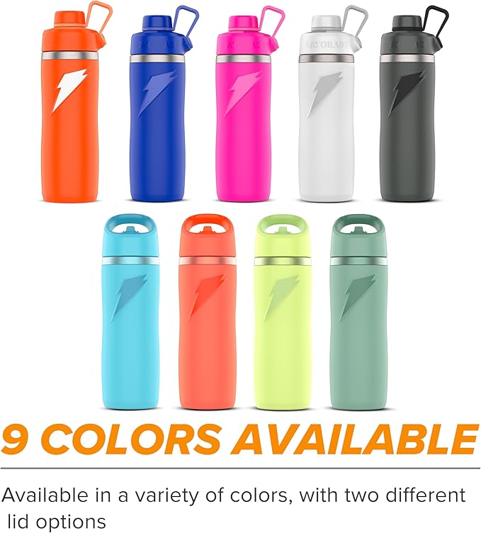Gatorade 'Overtime' 22oz Stainless Steel Water Bottle, Twist Cap, Grey