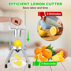 Commercial Lemon Cutter 8-Section with V-Shaped 420 Stainless Steel Blades Stainless Steel Blade Fruit Lemon Slicer Wedges Cutter for Fruits and Vegetables for Home&Commercial Use