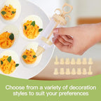 2-Layer Deviled Egg Containers With Lid,36pcs Deviled Egg Tray Carrier with Handl Injector Piping Tool,Portable Stackable Egg Holder Platter Holder Organizer for Refrigerator Party Picnic Travel Event