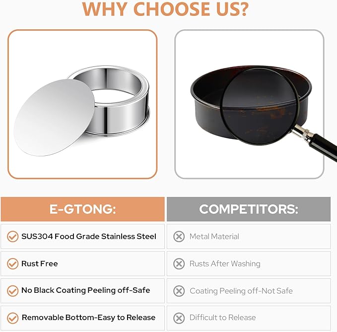 7 Inch Round Cake Pans, Removable Bottom & Easy Releasing, Leakproof & Nonstick Cake Pan, 304 Stainless Steel Cake Baking Cheesecake Pan, Non-Toxic & Healthy