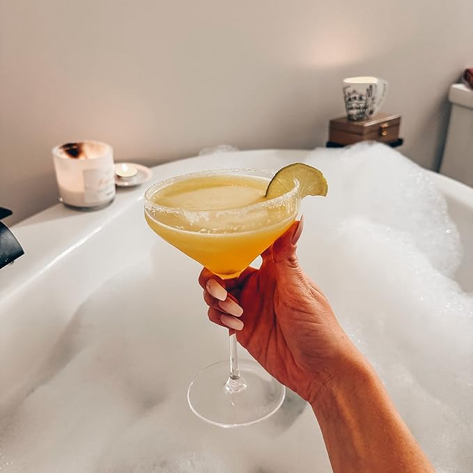 MORA PURE The Remy Coupe - Set of 4, 8oz Handblown Premium Crystal Martini Glasses for Cocktail, Gin & Tonic, Cosmopolitan, Manhattan, Bar, Fancy Mixology, etc. Modern Angle Drinking Glassware